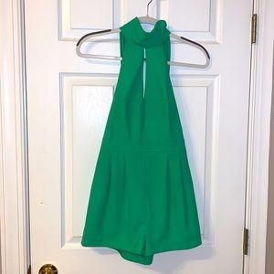 TOPSHOP green halter romper